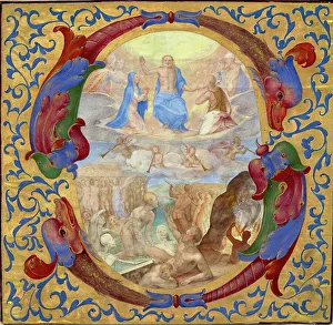 Italian Tempera Paintings Drucke: Initial S: The Last Judgment, about 1567-1572. Creator: Unknown