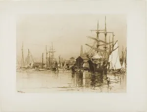 Black And White Landscape Prints Drucke: The Inner Harbor, Gloucester, 1883. Creator: Stephen Parrish