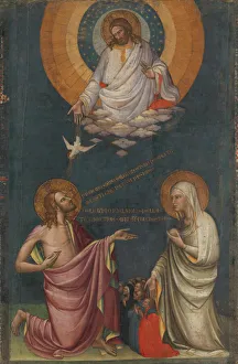 Drucke von Die Vermittlung von Christus und der Jungfrau vor 1402. Christ und die Jungfrau bitten Gott auf Behalf einer hervorragenden florentinischen Familie Malerei Drucke: Die Beschwörung des Heiligen Geistes und der Jungfrau Maria vor 1402