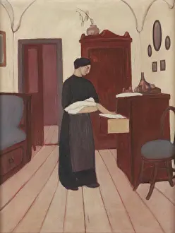 Genre Painting Styles Drucke: Interior, 1928. Creator: Garbari, Tullio (1892-1931)