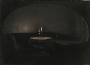 Vilhelm Hammershoi Paintings Drucke: Interior. Artificial Light (Interior. Kunstigt lys), 1909. Creator: Hammershoi