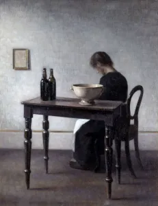 Vilhelm Hammershoi Artist Biography Drucke: Interior, c. 1910