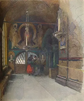 Russian Orthodox Church Interior Drucke: Interior of the Cathedral of the Annunciation