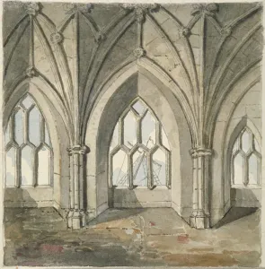 London Bridge Architecture Drucke: Interior of the crypt under St Thomas Chapel, London Bridge, 1758. Artist
