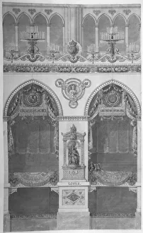 Historic French Cathedrals Drucke: Interior Elevation with Statue of Louis II, Reims Cathedral, n. d