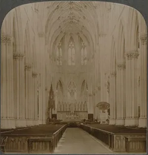 Underwood And Underwood Prints Drucke: Interior finest Gothic structure in U. S. - St. Patricks Cathedral, New York, c1900