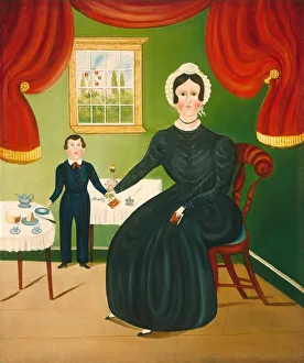 Victorian Era Domestic Scene Drucke: Interior Scene, c. 1840. Creator: Unknown