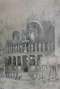 Black And White Venice Images Drucke: Interior of St. Mark s, c1830, (1925). Creator: Samuel Prout