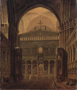 Russian Painting 19th Century Drucke: Interior of the Temple in Jerusalem