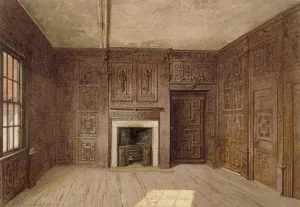 Innenansicht der Compton-Oak-Saal im Canonbury-Haus in Islington, London (Kanonenburg), 1887. Künstler