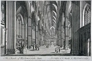 Medieval English Buildings Drucke: Interior view of Westminster Abbey, London, c1760. Artist: Thomas Bowles