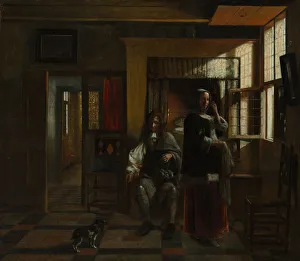 Heritage Art Netherlands Drucke: Interior with a Young Couple, probably ca. 1662-65. Creator: Pieter de Hooch
