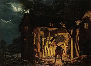 Joseph Wright Of Derby Paintings Drucke: Iron Forge Viewed from Without, 1773. Creator: Joseph Wright of Derby