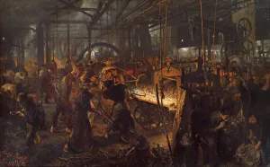 Drucke von Die Eisenwalzfabrik (Moderne Ziklop), 1873-1875. Im Bestand der Staatlichen Museen, Berlin Adolph Menzel Drucke: Der Stahlwalzwerkstätten (Moderne Zyklop)