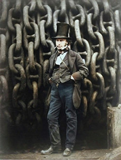 Great Eastern Ship Drucke: Isambard Kingdom Brunel Standing Before the Launching Chains of the Great Eastern