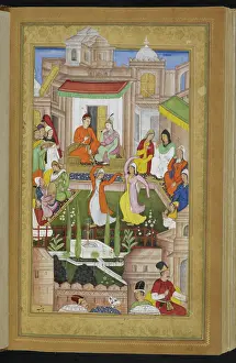 Iskandar mit Nushaba wird unterhalten, 1595. Künstler: Bhureh