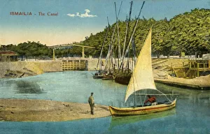 Early 20th Century Travel Drucke: Ismailia - The Canal, c1918-c1939. Creator: Unknown