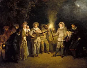 Drucke von Die italienische Komödie nach dem Jahr 1716. Im Bestand der Staatlichen Museen zu Berlin Jean-Antoine Watteau Drucke: Die italienische Komödie nach 1716. Künstler: Watteau, Jean Antoine (1684-1721)