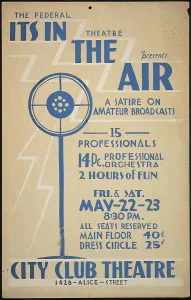 Vintage Radio Broadcasting Drucke: It's In the Air, [193-]. Creator: Unknown