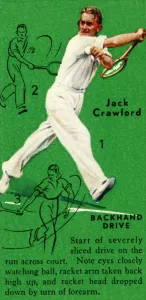 Australian Tennis Player Drucke: Jack Crawford - Backhand Drive, c1935. Creator: Unknown