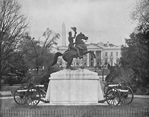 US Presidential Memorials Drucke: Jackson Statue, Lafayette Square, Washington, D. C. c1897. Creator: Unknown