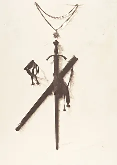 Black And White Heritage Art Drucke: Jerusalem, Epee de Godefroy de Bouillon, 1854. Creator: Auguste Salzmann