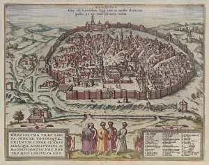 Die Karte von Jerusalem (Aus der Sammlung "Illustriorum Hispaniae urbium tabulae", Amsterdam 1657). Maler: Hogenberg, Frans (1535 - 1590)