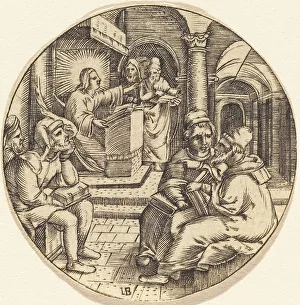 Black And White Christian Art Drucke: Jesus Preaching in the Temple. Creator: Unknown