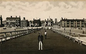 Black And White Seaside Images Drucke: The Jetty, c1880. Creator: Unknown