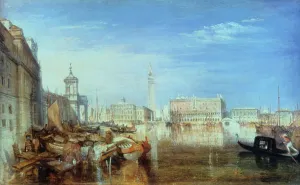 Drucke von Brücke der Seufzer, Herzogspalast und Zollamt zu Venedig: Kanälettis Gemälde 1833 C Drucke: Brücke der Seufzer, Herzogspalast und Zollhaus in Venedig; Gemälde von Canaletti (J)