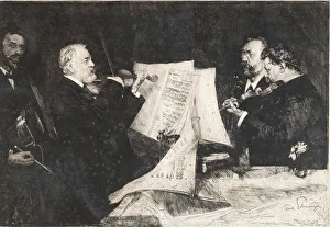 Drucke von Das Joachim-Kwartett, 1904. Privatbesitz Ferdinand Schmutzer Drucke: Das Joachim-Kwartett, 1904. Ersteller: Schmutzer, Ferdinand (1870-1928)