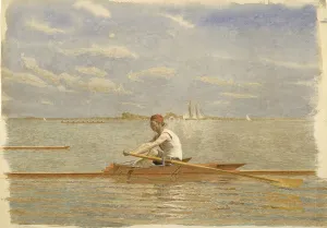 Drucke von John Biglin im Einer, um 1873 Thomas Eakins Drucke: Hans Biglin im Einmannschieberruder um 1873 von Thomas Eakins