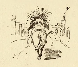 Horse Riding Accidents Drucke: John Gilpins wine bottles explode, 1878, (c1918). Creator: Randolph Caldecott