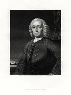 Black And White Historical Figure Drucke: John Harrison, English clock maker, 19th century. Artist: W Holl