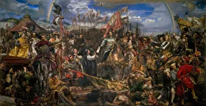 Bildende Kunst Drucke: Johann III von Sobiensis sendet Botschaft der Siegessage an den Papst Innozenz XI nach dem Schlacht bei Wien