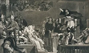 Black And White Monochrome Image Drucke: John Knox Preaching before the Lords of the Congregation