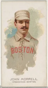 Western Script Text Art Print Drucke: John Morrell, Baseball Player, 1st Baseman, Boston, from Worlds Champions
