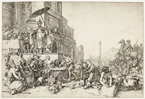 Christian Religious Art Images Drucke: Joseph Distributing Grain to Egypt, 1644. Creator: Bartholomeus Breenbergh