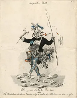 Copper Engraving Art History Drucke: The journalistic egg dance, c. 1840