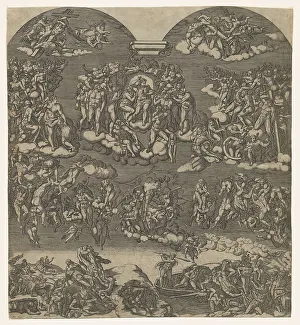 Last Judgment Art Drucke: The Last Judgment, Christ at top center surrounded by many figures