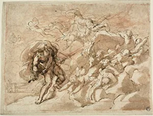 Brown Ink Artwork Drucke: Juno Commanding Aeolus to Release the Winds, n.d. Creator: Unknown
