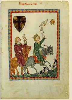 König Konrad der Jüngere aus dem Codex Manesse, zwischen 1305 und 1340. Künstler unbekannt
