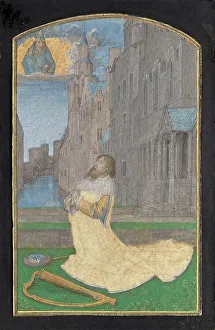 Flanders Belgium Heritage Art Drucke: King David in Penitence; Leaf from a devotional book