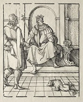 Ein König thront auf dem Thron des Schöpfers Petrus Flotner (Deutsch, 1485-1546)