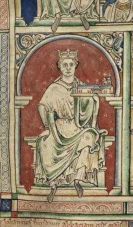 Porträt Aquarelle Drucke: König Johann von England (Aus der Historia Anglorum)