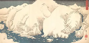 Drucke von Berge Kiso im Schnee, 1857 Ando Hiroshige Drucke: Berge Kiso im Schnee, 1857; 1857 von Andō Hiroshioge