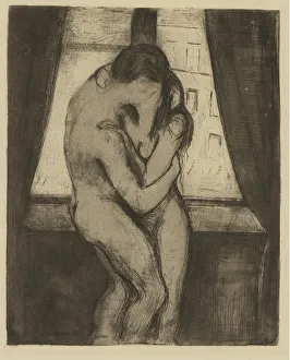 Drucke von Die Küsse, 1895. Privatbesitz Edvard Munch Drucke: Die Küsse, 1895. Künstler: Munch, Edvard (1863-1944)