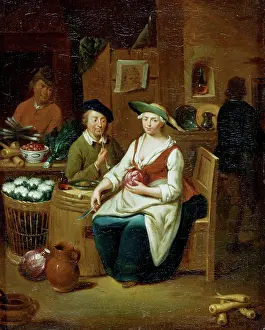 Baroque Era Domestic Life Drucke: Kitchen Interior, 19th century. Creator: Johann Gerlach Lambert