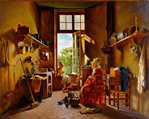 Oil On Canvas Kitchen Scene Drucke: Kitchen Interior. Artist: Drolling, Martin (1752-1817)