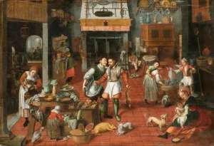 Kücheninterieur um 1565 von dem Künstler Marten van Cleve der Ältere (1527 - 1581)